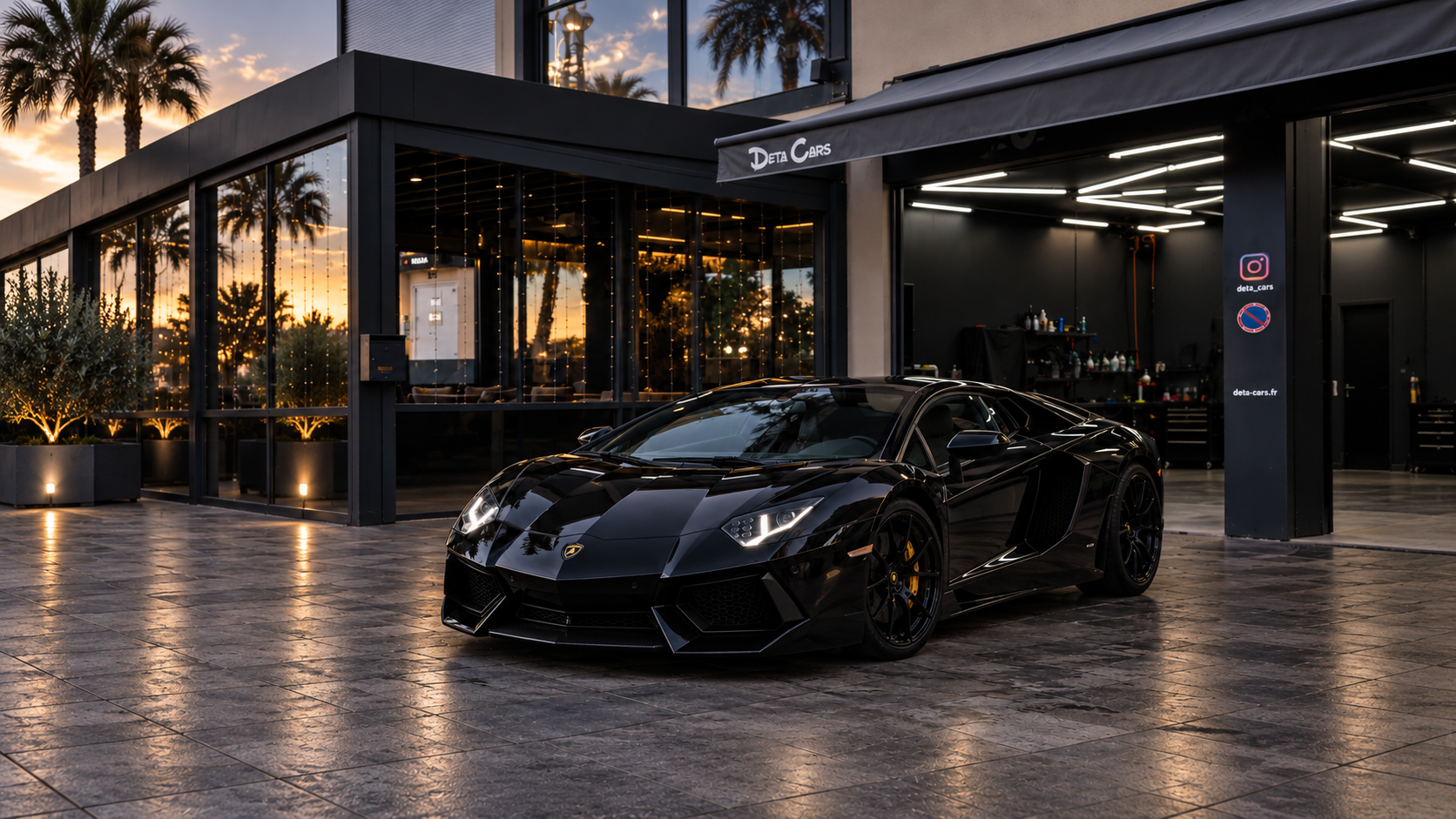 DetaCars, atelier automobile premium avec Lamborghini noire